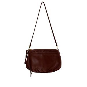 HOBO Birch Port Velvet Hide Crossbody Bag Pebbled Leather Burgundy